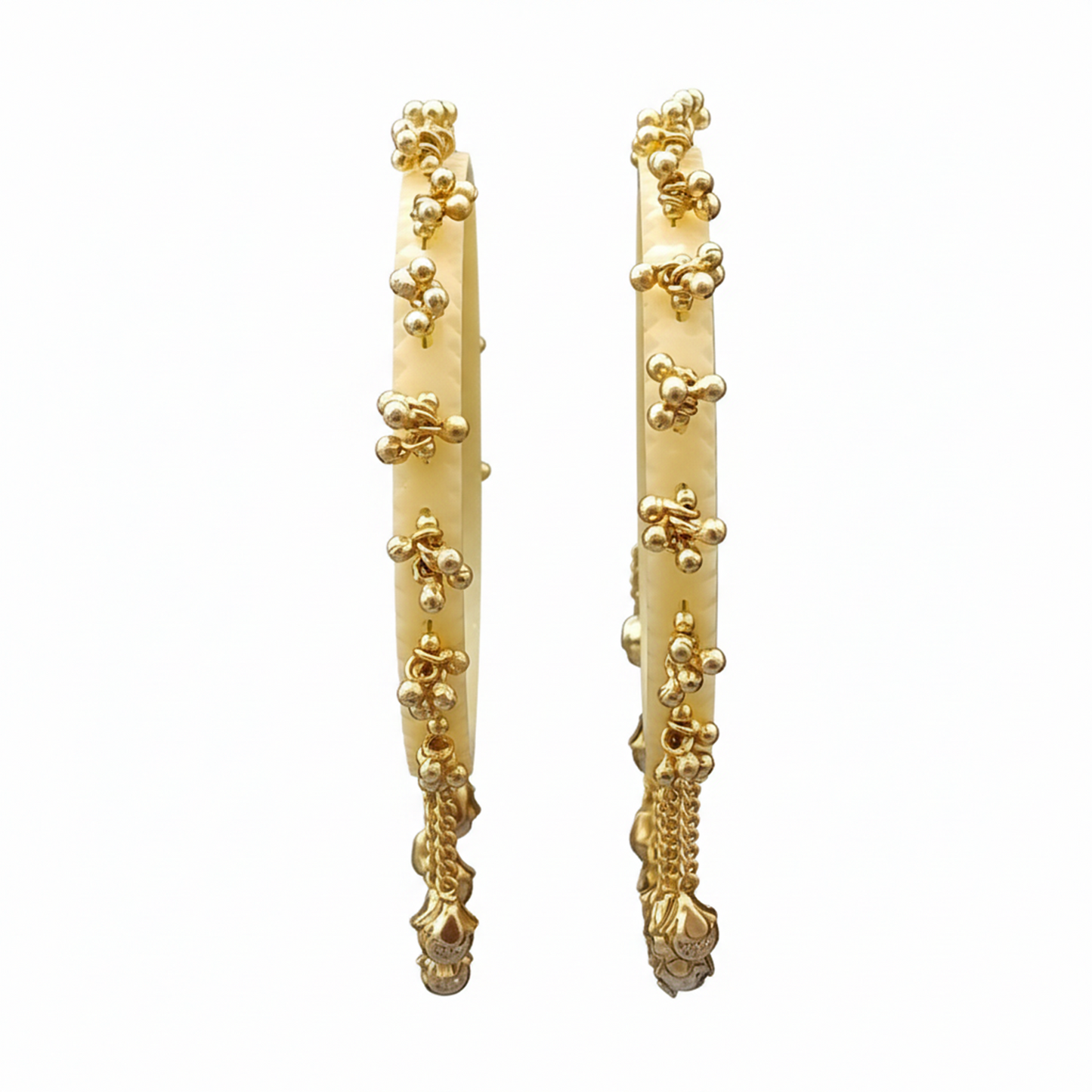 Indira- Cream Heritage Ghungroo Bangles (Set of 2)