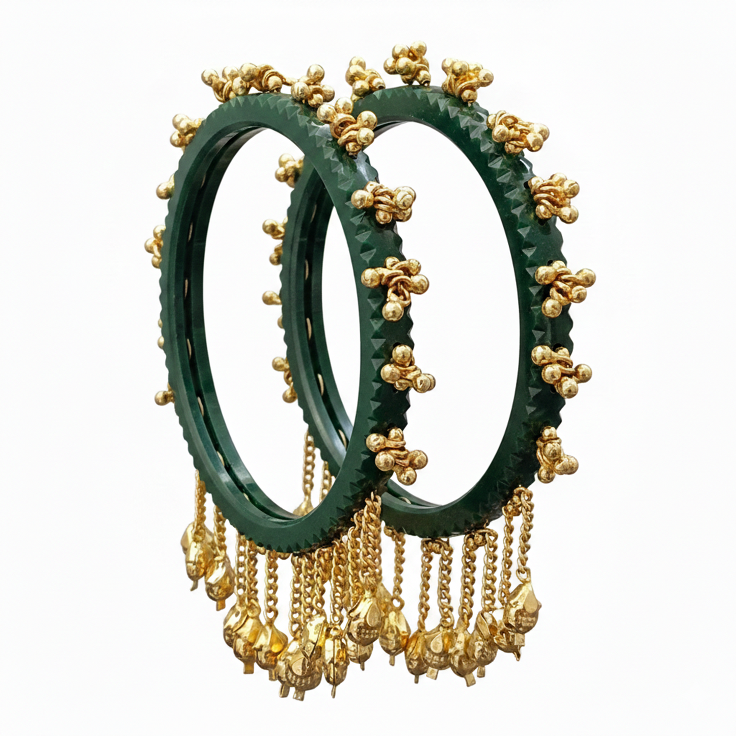 Indira-  Green Heritage Ghungroo Bangles (Set of 2)