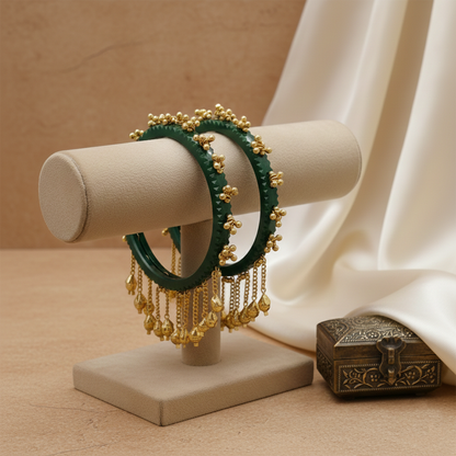 Indira-  Green Heritage Ghungroo Bangles (Set of 2)