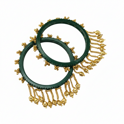 Indira-  Green Heritage Ghungroo Bangles (Set of 2)