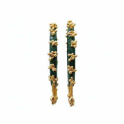 Indira-  Green Heritage Ghungroo Bangles (Set of 2)