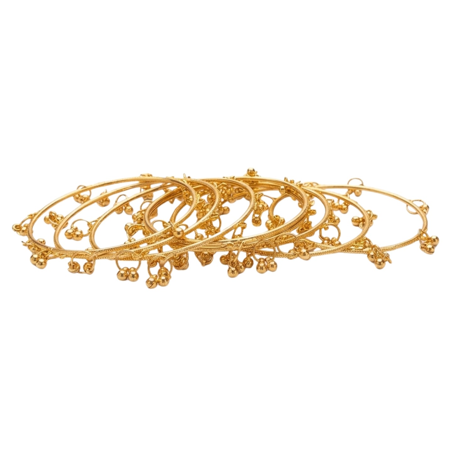 Traditional Kashmiri Gold-Tone Ghungroo Bangles (Pack of 8)