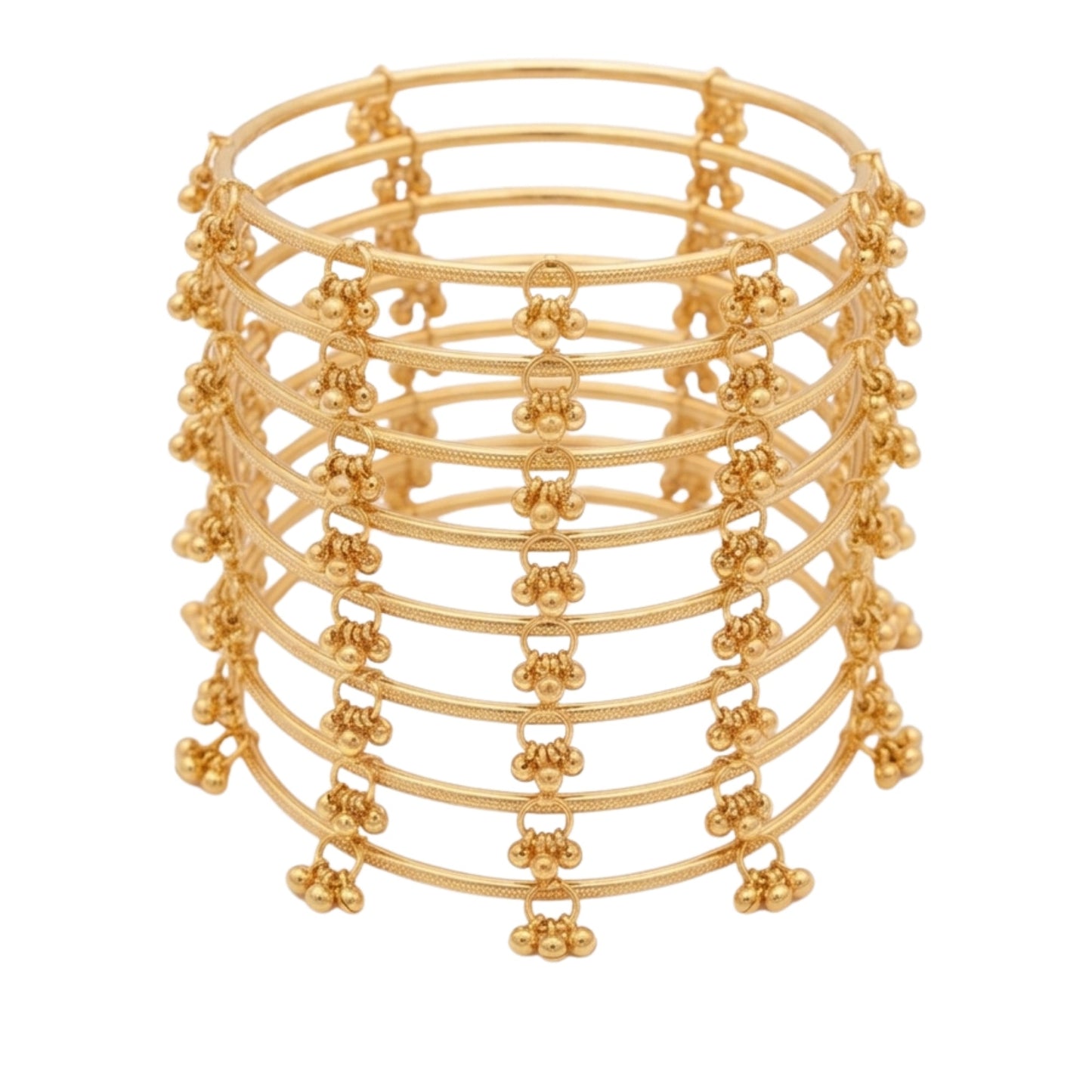 Traditional Kashmiri Gold-Tone Ghungroo Bangles (Pack of 8)