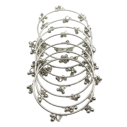 Traditional Kashmiri Silver-Tone Ghungroo Bangles (Pack of 8)