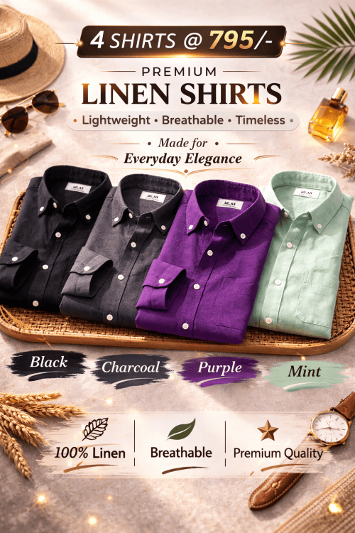 Combo Set 1 Linen Shirts Combo Pack (4 Shirts)